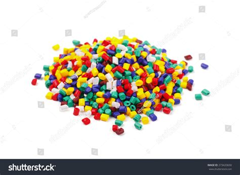 Colourful Plastic Granules On White Background Stock Photo