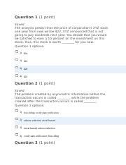 Econ 2i03 Quiz 4 Docx Question 1 1 Point Saved The Analysts Predict