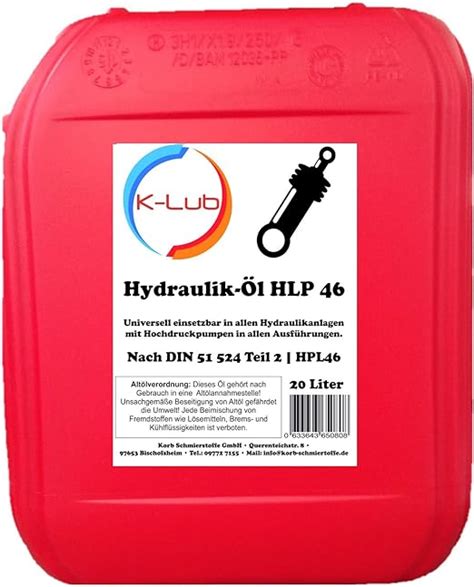 Liter K Lub Hlp Hydraulik L Hlp Iso Amazon De Auto Motorrad