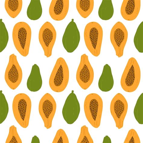 Premium Photo Seamless Pattern With Papaya