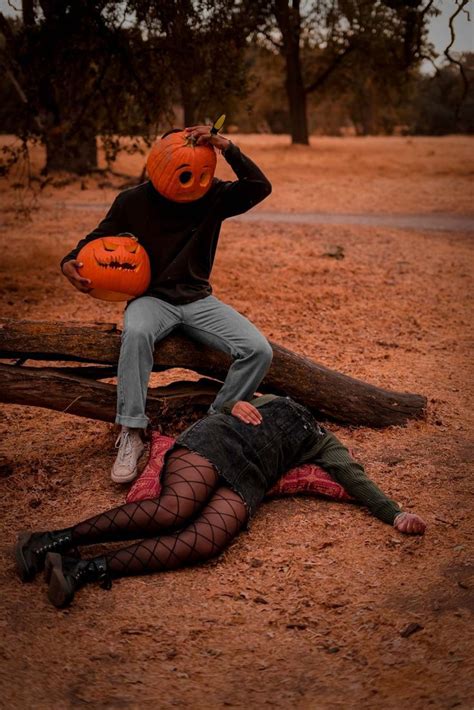 Pumpkin Head Couple Shoot Halloween Photography Pumpkin Photography Halloween Photos