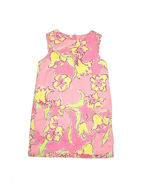 Lilly Pulitzer 100 Cotton Floral Pink Dress Size 7 69 Off Thredup