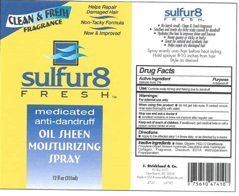 Sulfur 8 Fresh Anti-Dandruff: Details from the FDA, via OTCLabels.com