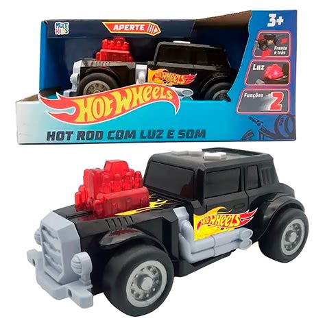 Hot Wheels Hot Rod Luz e Som Preto DoRéMi Brinquedos