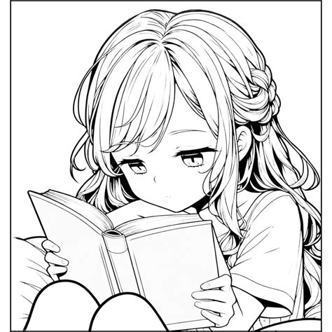 Coloriage Manga Fille En Train De Lire Un Livre Dessin Gratuit