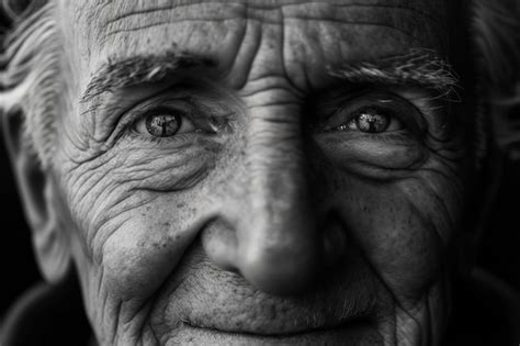 Retrato De Un Anciano Abuelo Sonriendo Con Un Gran Primer Plano De Su