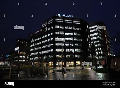 Barclays Glasgow campus by night Scotland December 2022 Stock Photo - Alamy