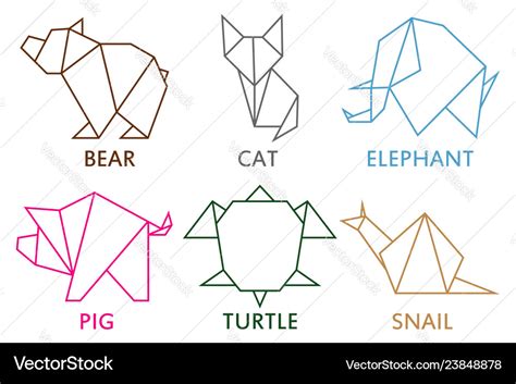 Origami animals collection Royalty Free Vector Image