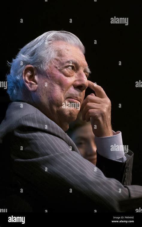 Peruvian Writer Mario Vargas Llosa During The Presentation Of His New