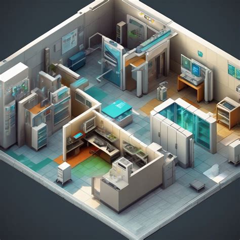Isometric Art Of A Tertiary Laboratory Floor Plan By Harits Besari