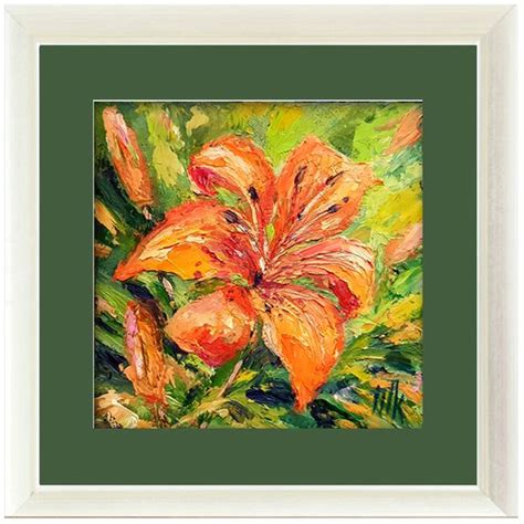 Orange Lily Painting Flower Original Art Floral Oil Painting - Inspire Uplift