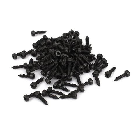 Uxcell 2mm X 8mm Threaded Carbon Steel Hex Head Self Tapping Screws Black 100 Pack