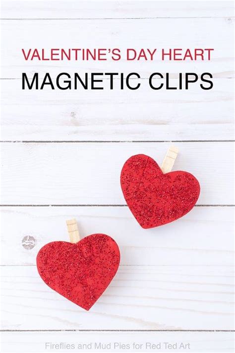 Valentines Day Magnetic Clips Red Ted Art Kids Crafts