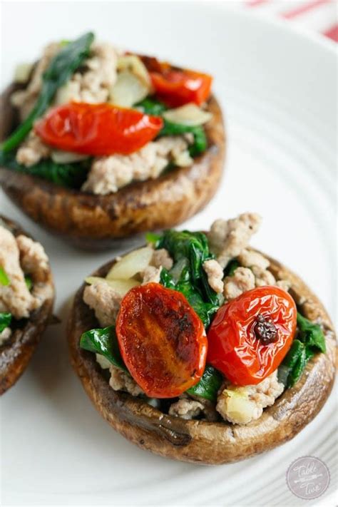 Ground Turkey And Spinach Stuffed Mushrooms Table For Two Recipes Clean Eating Recipes