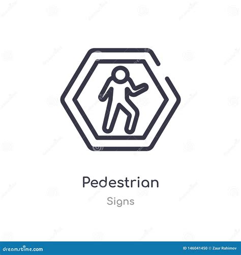 Pedestrian Outline Icon Isolated Line Vector Illustration From Signs