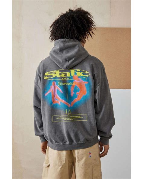 Urban Outfitters Uo Washed Black Static Energy Hoodie Sweatshirt For Men Lyst