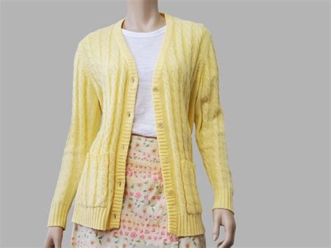 1970s Vintage Yellow Cardigan Sweater Sears Cardigan Gem