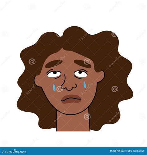 Sad Afro American Woman Cries With Pain And Grief Sobbing Girl Flat