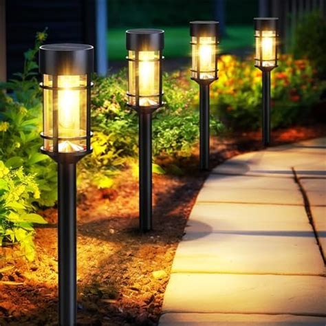 Lot de 8 lampes solaires d extérieur étanches à LED pour allée jardin