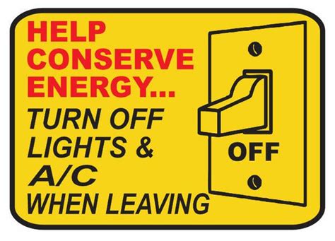 Lights Off Conserve Energy Work Safety Business Sign Decal Sticker Lab