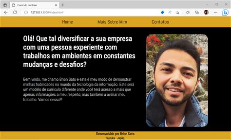 Projeto Desafio Currículo HTML e CSS cabeçalho footer e