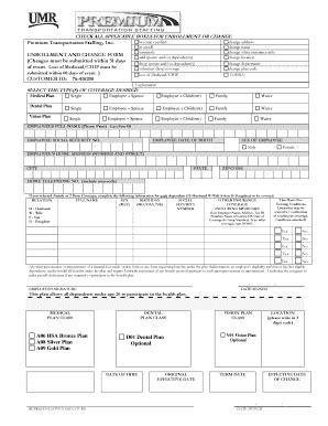 Fillable Online UMR HEALTH BENEFITS PLAN APPLICATION AND CHANGE FORM