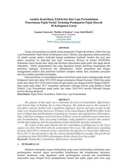 Analisis Kontribusi Efektivitas Dan Laju Pertumbuhan Penerimaan Pajak