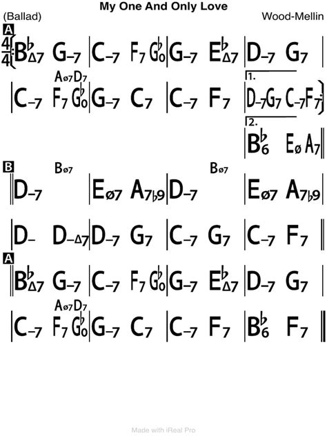 My One And Only Love Bb Chord Chart Pdf