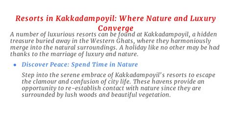 PPT Discovering The Ultimate Retreat Kakkadampoyil Resorts