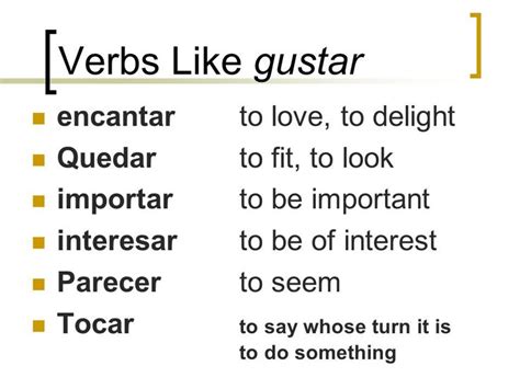 Gustar Verb Conjugation Chart