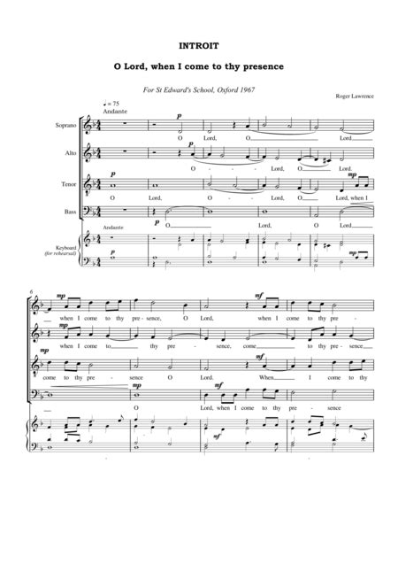 Introit Sheet Music Roger Lawrence Choir