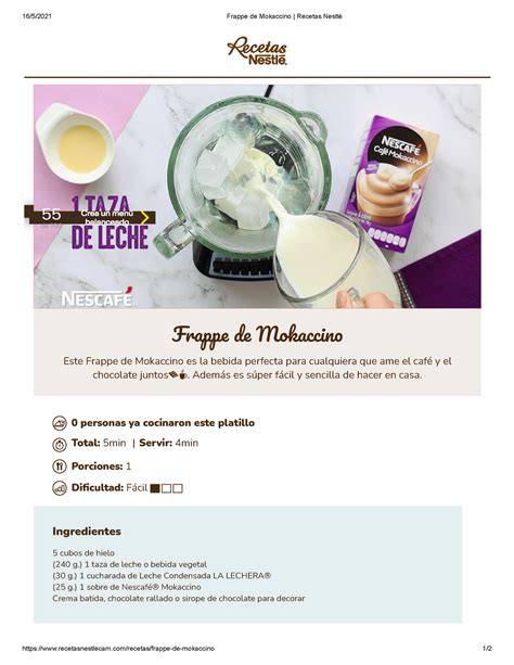 Frappe De Mokaccino Recetas Nestl Frappe De Mokaccino