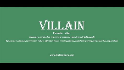 villain: Pronounce villain with Meaning, Phonetic, Synonyms and ...