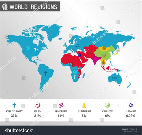 World Religions Map World Dominant Religion Stock Vector (Royalty Free ...