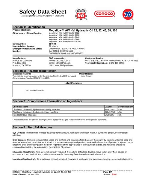 PDF Safety Data Sheet LPSarchpdfs Lps Org Chemicals Hydraulic Oil