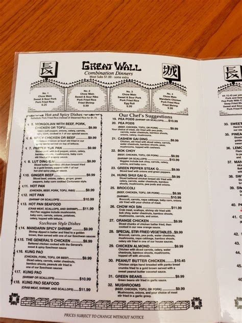 Menu At Great Wall Restaurant Boise W Overland Rd