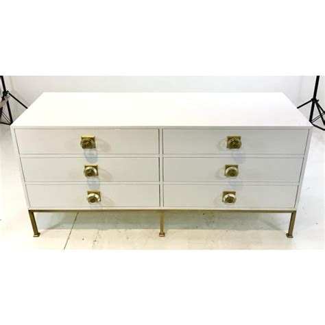 Contemporary White Lacquer Six Drawer Dresser | Chairish