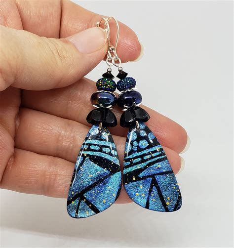 Artisan Butterfly Wing Earrings With Artisan Lampwork Glass Etsy