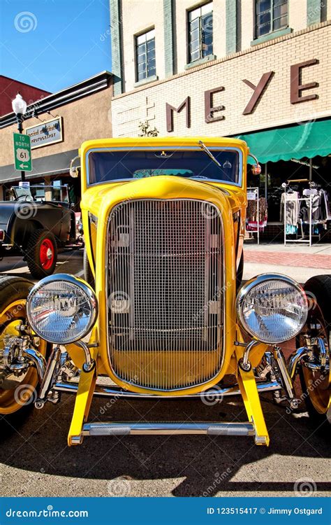 Close Up Of Yellow Classic Car Editorial Photography Image Of Retro