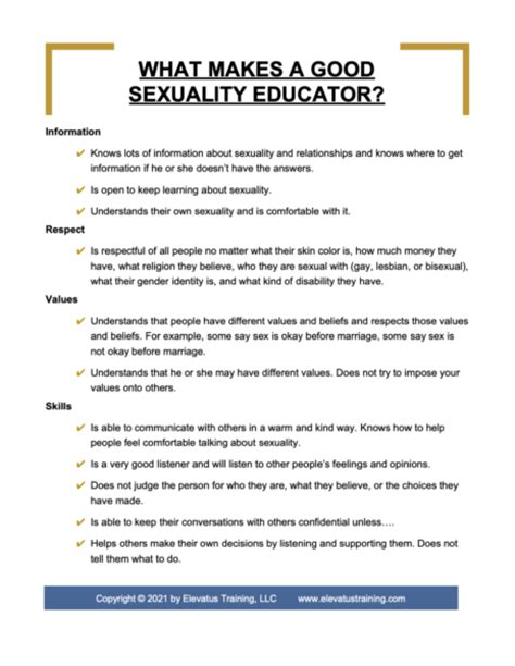 What Makes A Good Sex Educator Elevatus Training