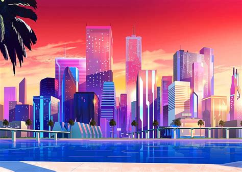 Vice City Poster By Synthwave Aesthetic Vice City Hd Wallpaper