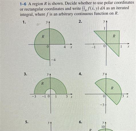 Solved 1 6 A Region R Is Shown Decide Whether To Use Polar