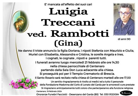 Luigia Treccani Ved Rambotti Gina Onoranze Funebri Facciotti