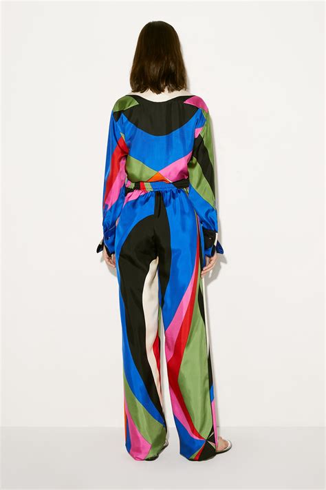 Goccia Print Silk Twill Trousers In Red PUCCI