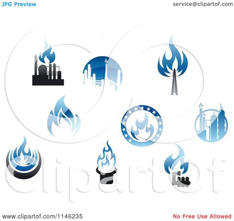 Clipart Of Blue Flame Natural Gas Logos Royalty Free Vector Illustration By Seamartini