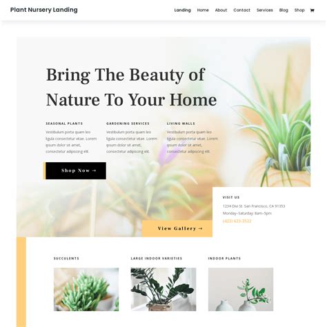 Divi Plant Nursery Layout Pack - DIVI