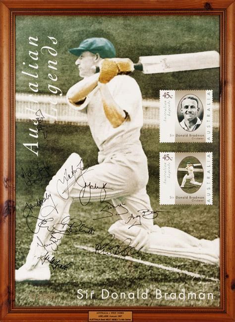 1997 Australian Team Signed Poster With Bradman Sporting Cricket