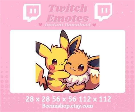 Twitch Discord Emote Pokemon Cute Pikachu Eevee Emotes Hug Hugging