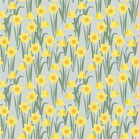 Premium Vector Daffodils Flower Seamless Pattern