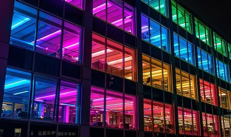 Premium Photo Vibrant Night View Office Building Illumination